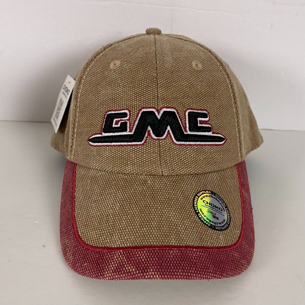 NWT GMC Hat Choko Strapback Hat Cap Canvas Contrast Peak Tan Burgundy